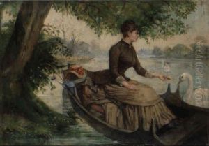 Femme Et Cygnes by Paul-Charles Chocarne-Moreau