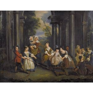 Vornehme Gesellschaft In Saulenarchitektur by Daniel Nikolaus Chodowiecki