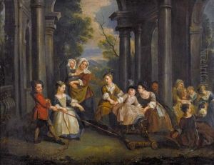 Vornehme Gesellschaft In Saulenarchitektur by Daniel Nikolaus Chodowiecki