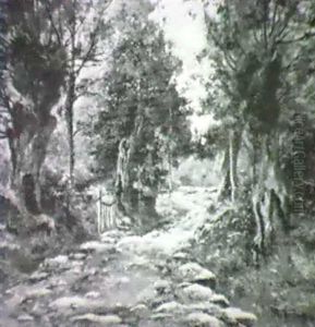 Skogsinterior "le Chemin Du Guern" by Jean-Felix-Clement Choisnard