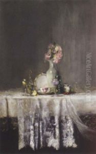 Vase Et Carafe Sur Un Entablement by Jules-Charles Choquet