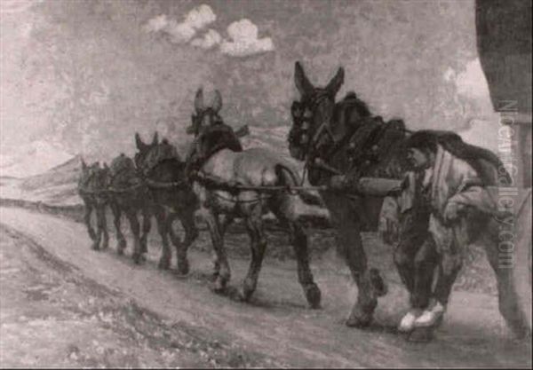 The Mule Train On A Desert Track - view 1