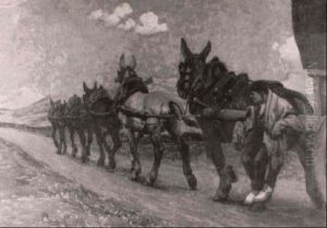 The Mule Train On A Desert Track by Rene Maxime Choquet