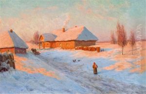 Village In Winter by Ivan Fedorovich Choultse