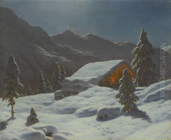 Moonlit Winter Landscape - view 1