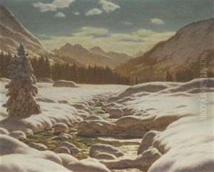 Mountains By Moonlight by Ivan Fedorovich Choultse