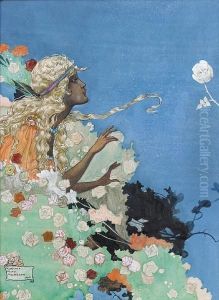 Rosa Negra Seeing A Beautiful White Rose Shestopped To Pluck It by Florence Anderson