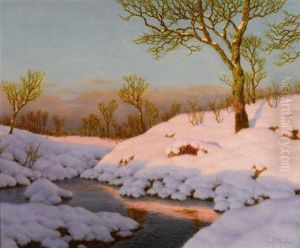 Winterlandschaft Bei Sonnenuntergang by Ivan Fedorovich Choultse