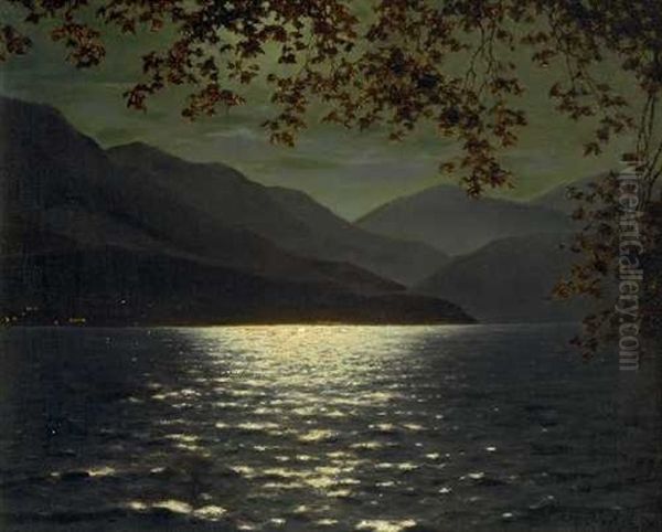Gebirgssee Bei Mondlicht (lago Maggiore?) - view 1
