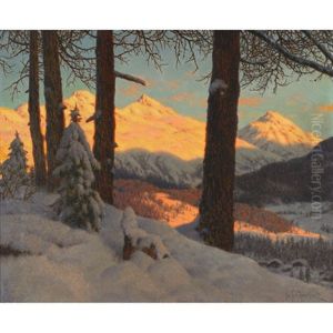 Alpine Sunset Landscape by Ivan Fedorovich Choultse