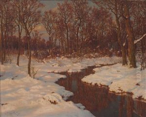 A Forest Stream In Winter by Ivan Fedorovich Choultse