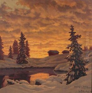 Coucher De Soleil Sur La Neige by Ivan Fedorovich Choultse