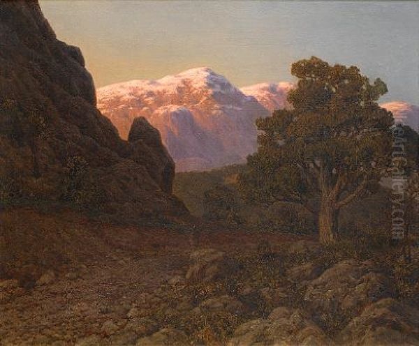 Sunset Over The Snow-capped Mountain - view 1
