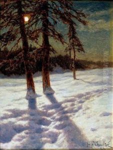 Paysage De Neige Au Clair De Lune by Ivan Fedorovich Choultse