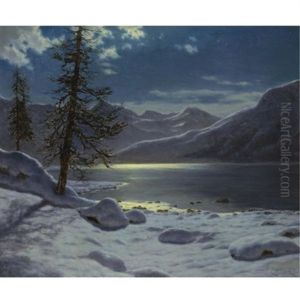Moonlit Lake. Winter by Ivan Fedorovich Choultse