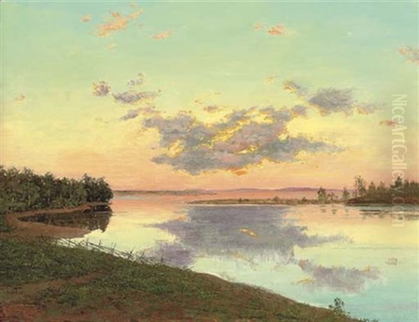A Lake Landscape At Sunset - view 1
