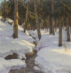 Woodland Stream In The Thaw by Ivan Fedorovich Choultse