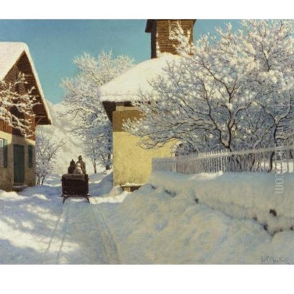 Winter Landscape With Sleigh - view 1