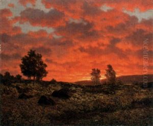 An Autumn Landscape At Sunset by Ivan Fedorovich Choultse
