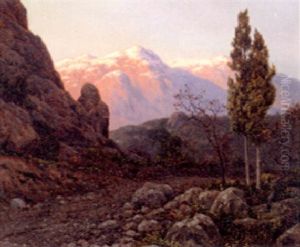 Sunlit Mountains In A Landscape Sunlit Mountains In A Landscape