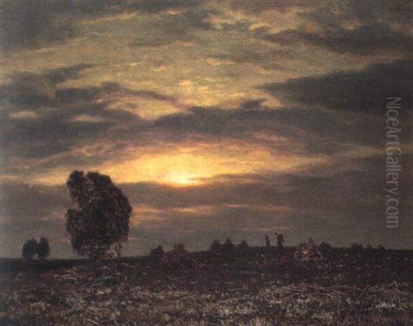 Figures In A Field At Evening - view 1