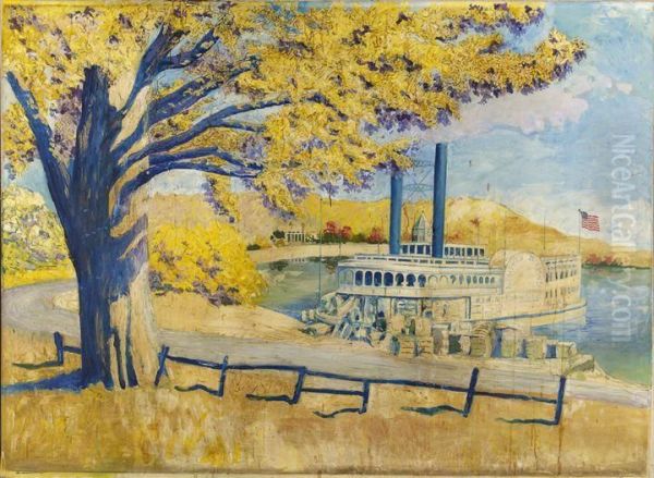 The Memphis-bound Ranger Docked In An Estuary Near A Plantation Home - view 1