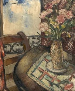 Bouquet De Fleurs Sur Une Table by Sava Choumanovitch