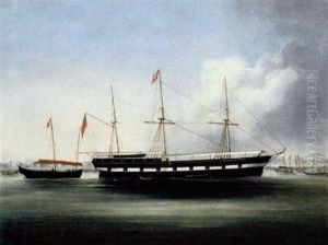 A Ship Of The White Diamond Line Off Shanghai by Chow Kwa