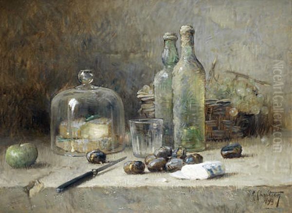 Still Life Of Fruit, Wine And Cheese - view 1