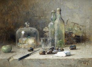 Still Life Of Fruit, Wine And Cheese