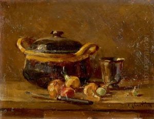 Stillleben Mit Topf, Becher Und Obst