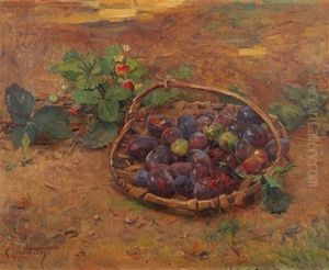 Un Panier De Prunes Et Fraises