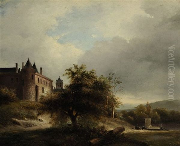 Landschaft Mit Burg An Einem Fluss - view 1