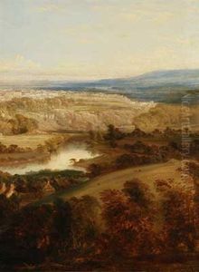 Blick In Eine Spatsommerliche Ebene Mit Stadt by Pieter Caspar Christ