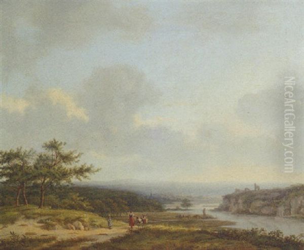 Travellers On A Sandy Track In A Rhenish Landscape - view 1