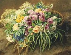 Flowers In A Basket by Anthonie, Anthonore Christensen