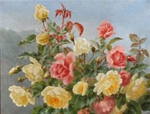 Yellow And Pink Roses by Anthonie, Anthonore Christensen