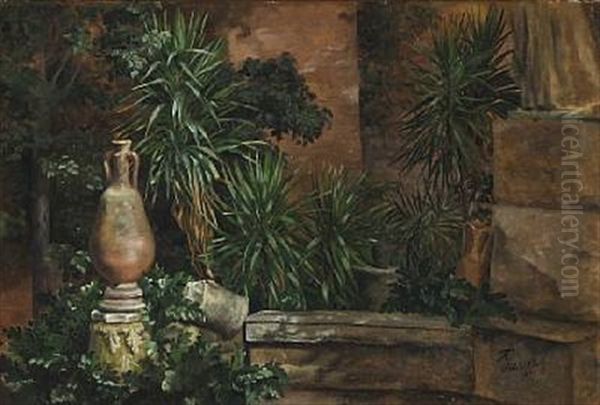 Palm Trees And Jars From Villa Valkansky In Rome - view 1