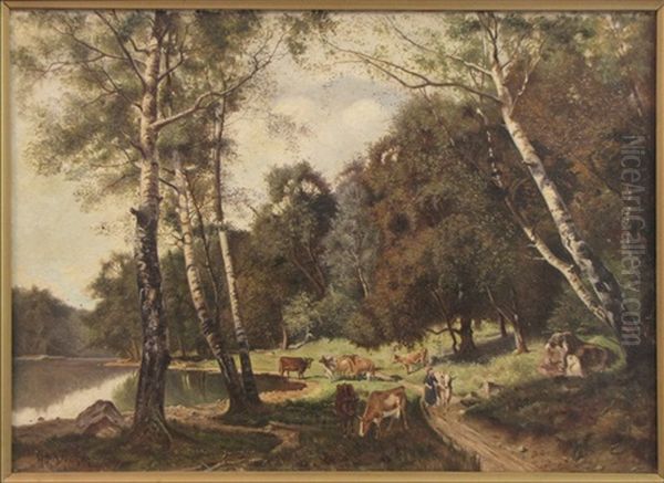 Cows Along River Shore - view 1