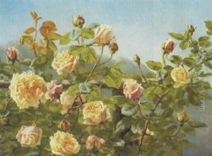 Voksende Gule Roser I Alperne by Anthonie, Anthonore Christensen