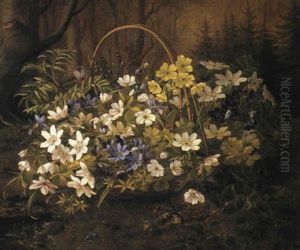 Forarsblomster I En Kurv I Skovbunden