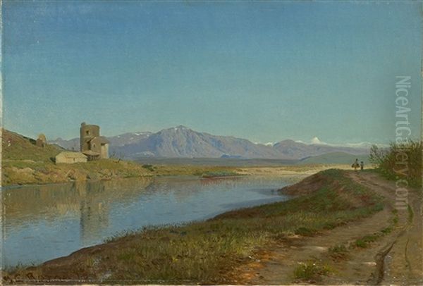The Tiber With Torre Lazzaroni by Godfred B.W. Christensen