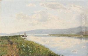 Summer Day At Vejle Stream, Denmark by Godfred B.W. Christensen