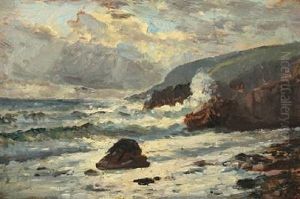 Coastal Scenery With Foaming Waves by Godfred B.W. Christensen