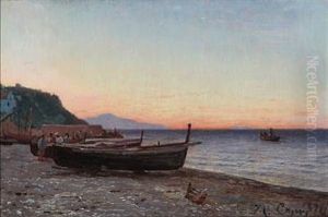 Summer Evening At The Grand Marina, Capri by Godfred B.W. Christensen