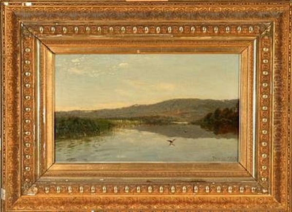Landscape With Birds Flying Low Over A Stream - view 1