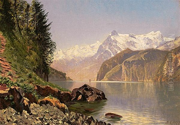 Hochgebirgslandschaft Mit See (vierwaldstatter See?) - view 1
