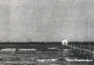 Kystparti Fra Nordsjaelland Med Talrige Sejlskibe, I Baggrunden Sverige by Godfred B.W. Christensen