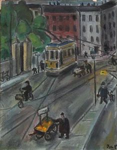 Street Scene With Tram Ride by John Christensen