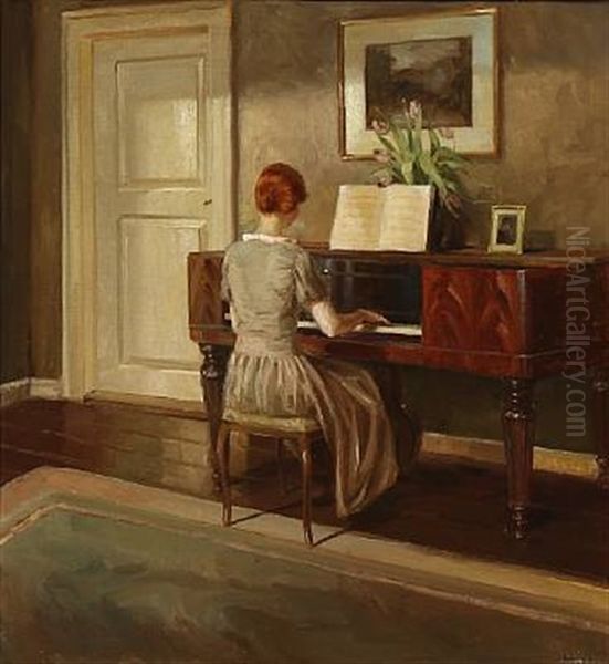 Interior With A Woman Playing The Piano - view 1